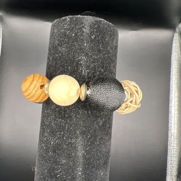 Paparazzi Bracelet Happily Homespun Black Wooden Beads Boho Western Hippie - Picture 4 of 9